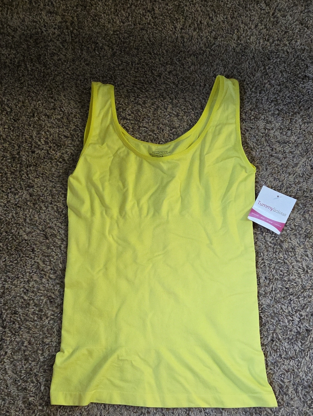 Women's Neon Yellow Running Scoop Neck Tank Top With Stomach Control